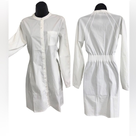 ATHLETA white poplin button down front PERFORMANCE shirt Dress size large new - Picture 3 of 11
